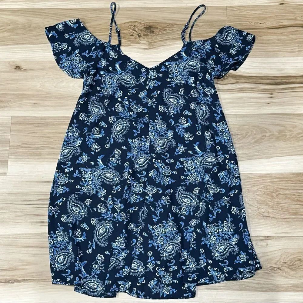 Abercrombie and Fitch Paisley Print Mini Blue Dress Women’s Medium